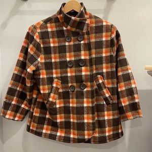 Orange and Brown Plaid Peacoat